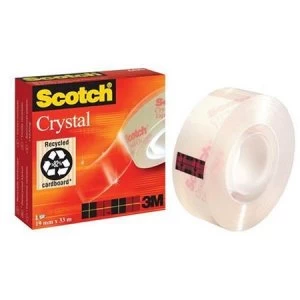 Scotch Crystal 600 19mm x 33m High Clarity Long-life Hand-Tearable Adhesive Tape Clear