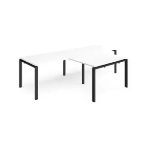 Bench Desk 2 Person With Return Desks 2800mm White Tops With Black Frames Adapt