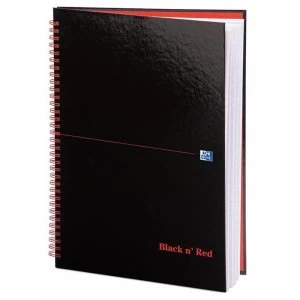 Black n Red A4 Glossy Hardback Wirebound Notebook 90gm2 140 Pages Ruled Pack of 5