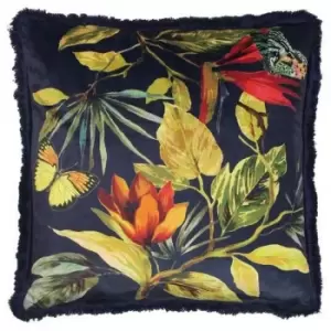 Paoletti Cahala Tropical Cushion Cover (One Size) (Navy) - Navy