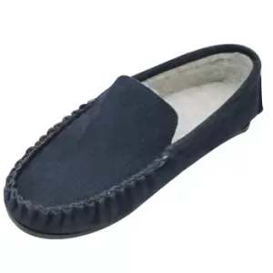 Eastern Counties Leather Mens Berber Fleece Lined Suede Moccasins (8 UK) (Navy)