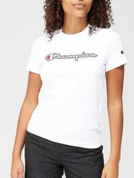 Champion Crew Neck T-Shirt - White, Size L, Women
