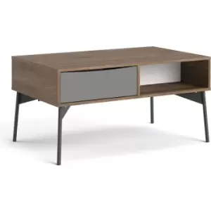 Furniture To Go - Fur Coffee table with 1 Drawer in Grey, White and Walnut - Grey, White and Walnut