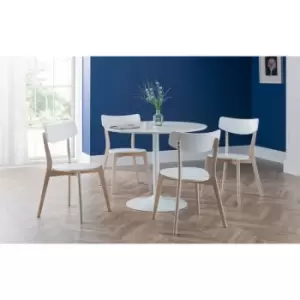 Julian Bowen Dining Set - Blanco White Round Table & 4 Casa Chairs