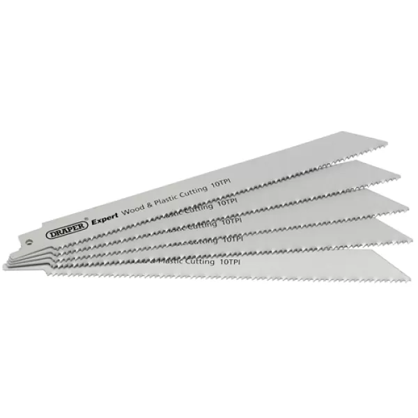 Draper 200mm Reciprocating Saw Blades (10tpi) - Pack of 5 Blades