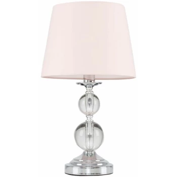 Chrome and Acrylic Ball Touch Dimmer Table Lamp With Light Shade - Pink - No Bulb
