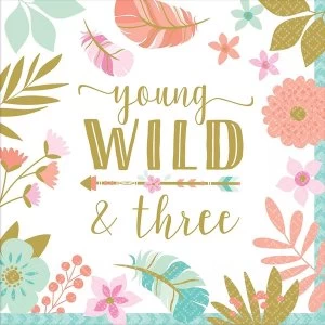 Young Wild & Three Napkins (Pack Of 16)