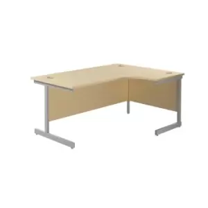 1800X1200 Single Upright Right Hand Radial Desk Maple - Silver + Desk High Ped