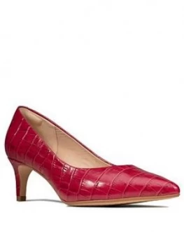 Clarks Laina55 Leather Mid Heel Court Shoe - Fuchsia, Size 3, Women