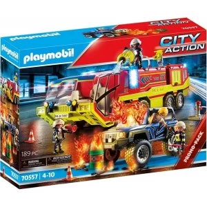 Playmobil City Action Promo Fire Engine With Truck Playset