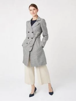 Hobbs Linen Abby Belted Trench - Black/Ivory