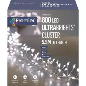 Premier Decorations 5.5M 800 LED Ultrabright Cluster Door Garland - White