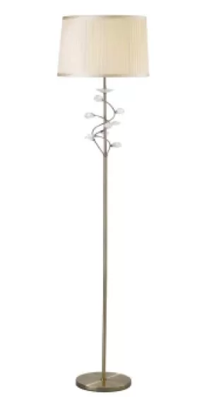 Willow Floor Lamp with Cream Shade 1 Light Antique Brass, Crystal