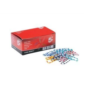 5 Star Office Zebra Paperclips Length 28mm Assorted Pack 150