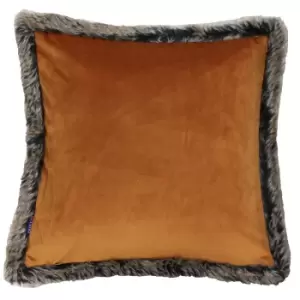 Kiruna Faux Fur Trim Cushion Rust, Rust / 45 x 45cm / Cover Only