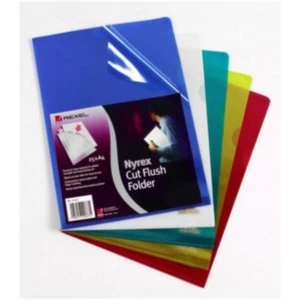 Rexel Nyrex A4 Cut Flush Folders Blue - 1 x Pack of 25 Folders