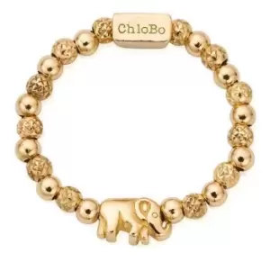 ChloBo GR24039 Lucky Elephant Ring Gold Plated Size Medium Jewellery