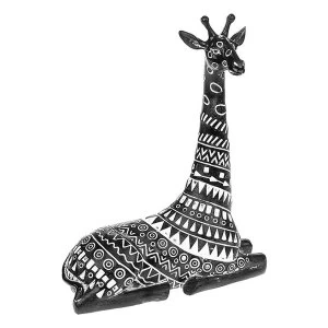 Aztec Giraffe Lying Black Ornament