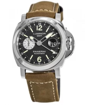 Panerai Luminor GMT Automatic 44mm Black Dial Leather Strap Mens Watch PAM01088 PAM01088