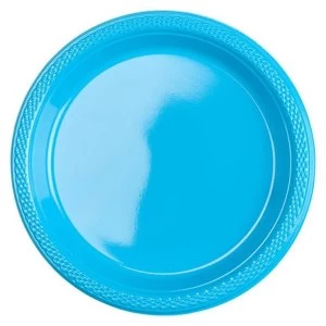 Disposable Plates Plastic Caribbean Blue (Pack Of 10)