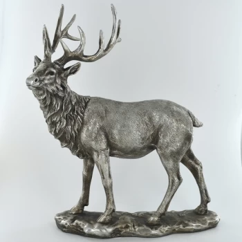 Antique Silver Stag Gazing Ornament