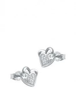 The Love Silver Collection Heart Cubic Zirconia Studs
