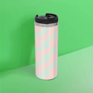 Coral And Mint Zig Zag Stainless Steel Travel Mug
