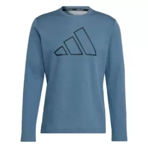 adidas Train Icons 3 Bar Logo Training Crew Sweatshirt Me - Blue