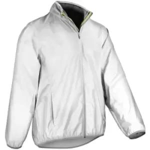 Spiro Mens Luxe Reflective Waterproof Jacket (L) (White) - White