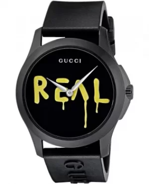 Gucci G-Timeless Ghost Black Dial Rubber Strap Mens Watch YA1264017 YA1264017