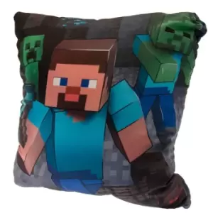 Minecraft Character Filled Cushion (One Size) (Grey/Blue/Green)