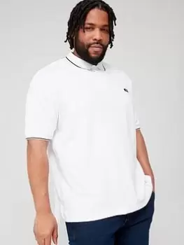 Calvin Klein Big & Tall Stretch Pique Tipping Polo Shirt - White, Size 4XL, Men