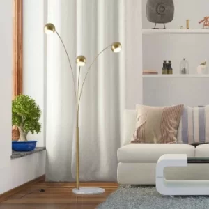 Gold 3 Branch Floor Lamp with Marble Base, none