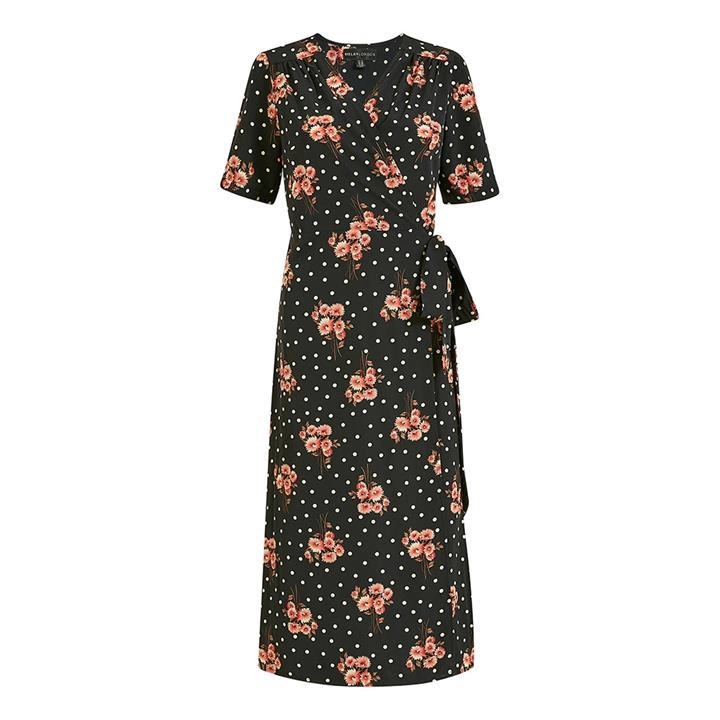 Mela London Black Floral 'Odette' Midi Dress - 8