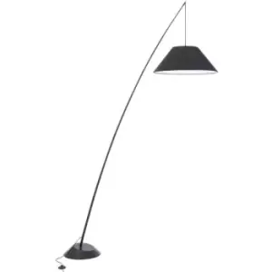 Maytoni Campanula Table & Floor Arc Floor Lamp Black, Fabric Shade