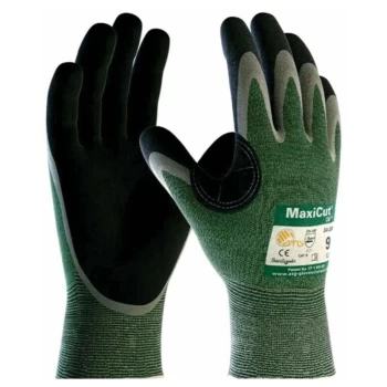 Cut Resistant Gloves, NBR Coated, Green/Black, Size 8 - ATG