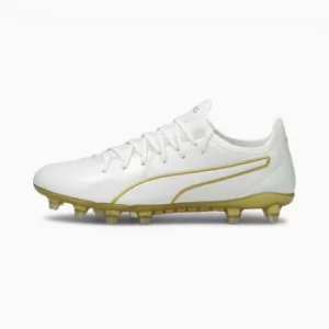 Mens PUMA King Pro FG Football Boots, White/Gold, size 10.5, Shoes