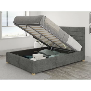 Kelly Ottoman Upholstered Bed, Kimiyo Linen, Granite - Ottoman Bed Size Double (135x190)