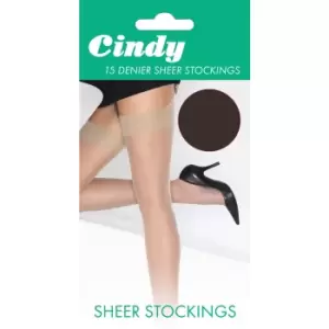 Cindy Womens/Ladies 15 Denier Sheer Stockings (1 Pair) (One Size (UK Shoe 3-8)) (Barely Black)