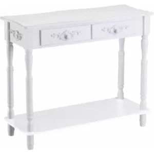 Console Table 2 Drawer Hallway Desk Wooden Storage Shelf Living Room Furniture White - Homcom