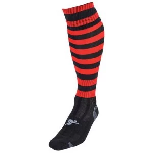 Precision Black/Red Hooped Pro Football Socks Adult - UK 7-11