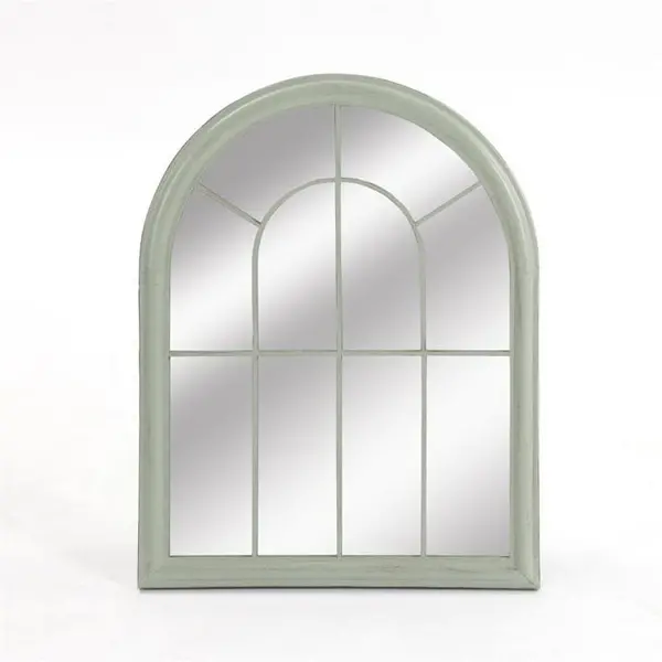 Suntime 88cm Arch Window Garden Mirror - Distressed Pale Green 88cm