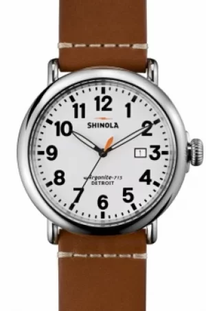 Mens Shinola Runwell 47mm Brown Leather Strap Watch S0110000111