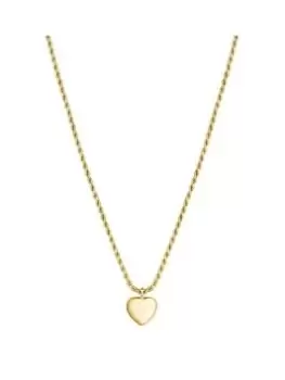 Simply Silver Gold Plated Sterling Silver 925 Polished Heart Necklace, Silver, Women