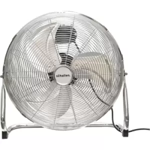 Schallen - Chrome Silver Metal High Velocity Cold Air Circulator Adjustable Floor Fan with 3 Speed Settings - Large 18'