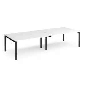 Bench Desk 4 Person Rectangular Desks 2800mm White Tops With Black Frames 1200mm Depth Adapt