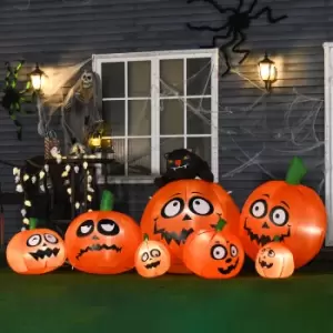 HOMCOM 1.2m Pumpkin Cat Halloween Inflatable Decoration w/ Lights Flashing Eyes