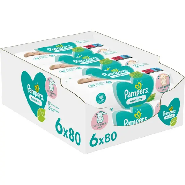 Pampers Sensitive 6x80 Wet Wipes