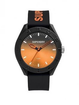 Superdry Black & Orange Strap Watch, Orange, Men