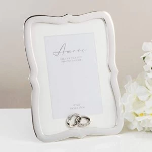 4" x 6" - Amore By Juliana Silver Frame with Crystal Rings